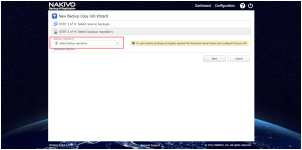 Selecting a Target Backup Repository