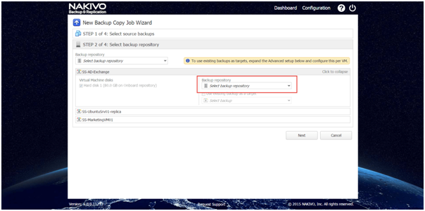 Selecting a Target Backup Repository