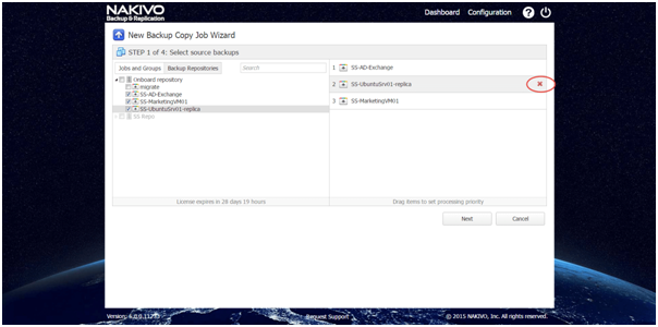 Removing Selected Backups and Containers from the Job