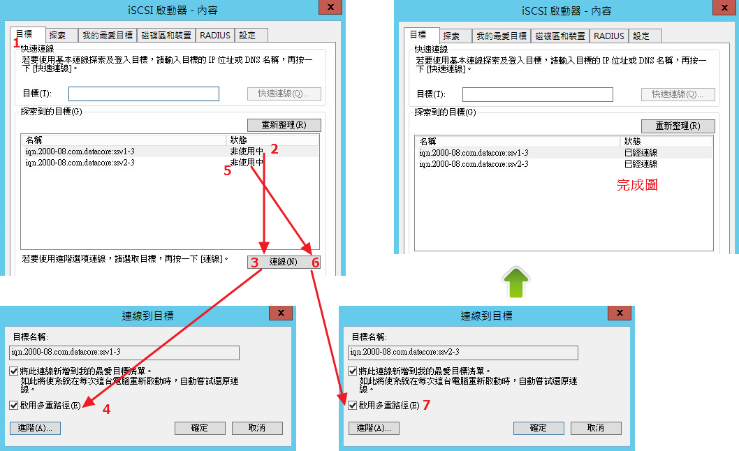 設定 iSCSI Initiator 連線